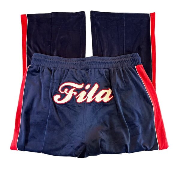 FILA Womens Plus Size 2X Navy Blue Red Valery Drawstring Luxe Velour Pants NWT - Picture 7 of 9